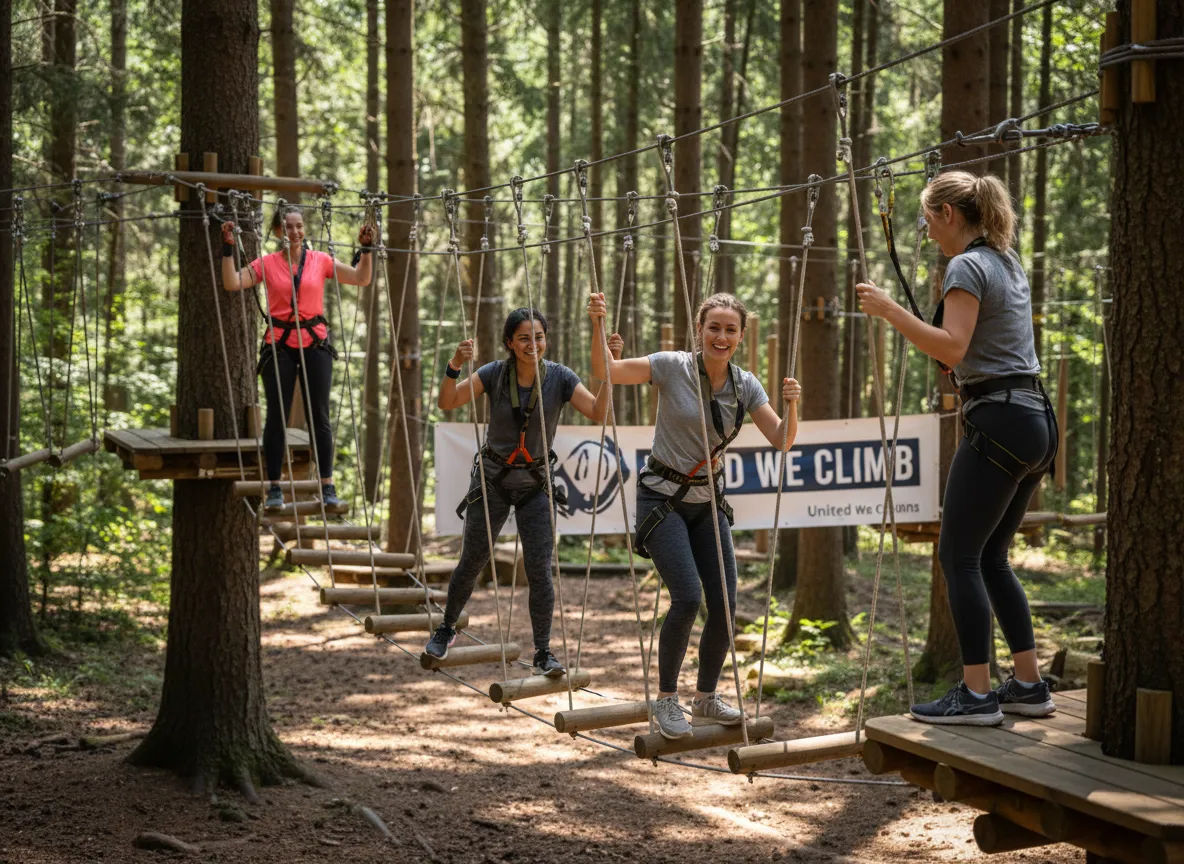 Unten links, hinter dem Banner Text